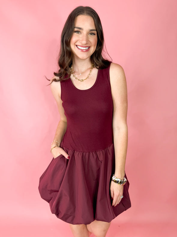 The Tiffany Mini Dress-Wine