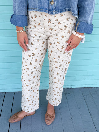 The Shelly Floral Jean-Khaki