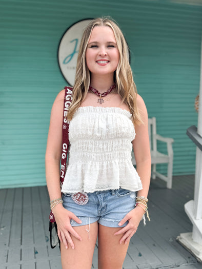 The Hayden Strapless Top-White