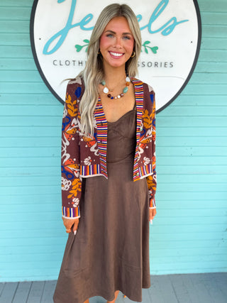 (THML) The Taylor Knitted Cardigan-Brown