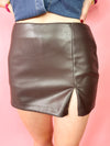 brown faux leather skirt 