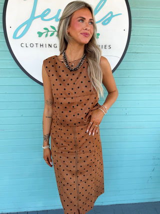 (THML) The Barb Polka Dot Suede Skirt-