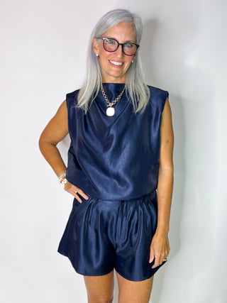 navy satin set 
