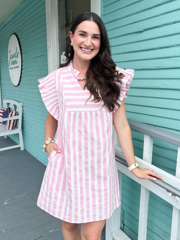 The Annie Stripe Dress-Pink