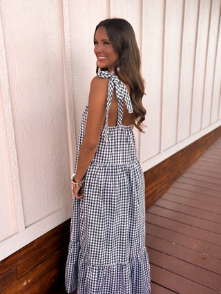 The Oliver Gingham Midi Dress-Green