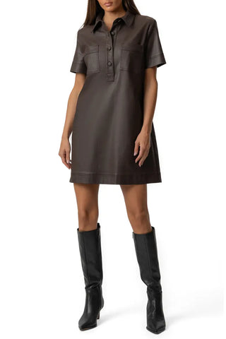 (KUT) The Tatiana Coated Dress-Brown