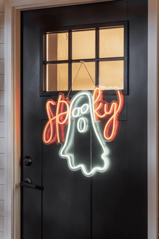 The Spooky Ghost Neon Door Hanger-Clear