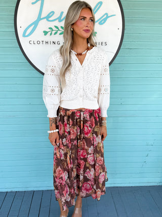 The Coleman Eyelet Cardigan-Cream