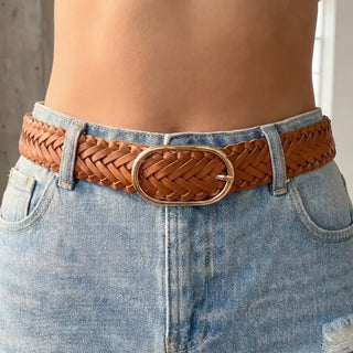 The Braided Oval Belt-Brown