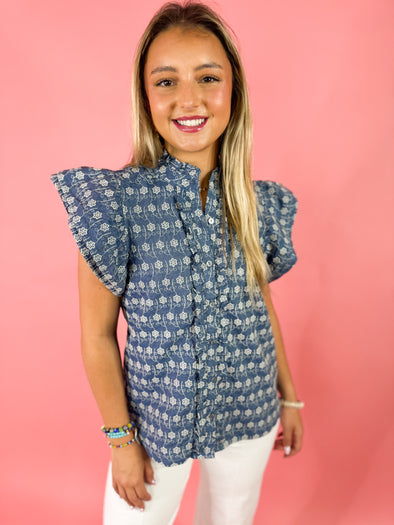 The Leo Floral Top-Denim