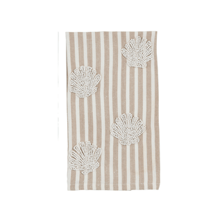 The Fan Shell Beaded Towel-Cream