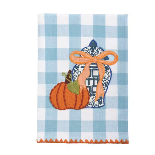 The Gingham Applique Topiary Towel-White