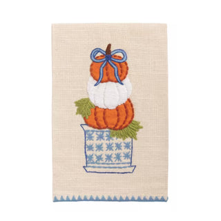 The Stacked Applique Topiary Towel-White