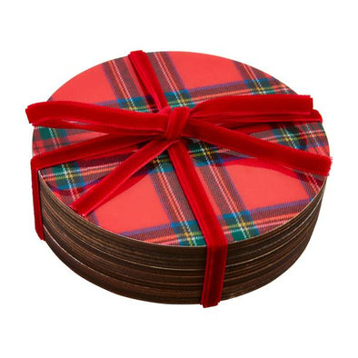 Tartan Coaster Set-Red