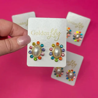 The Pearl Flower Earrings-Multi