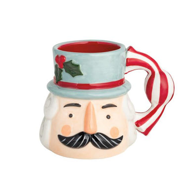 Nutcracker Candy Cane Handle Mug-Blue