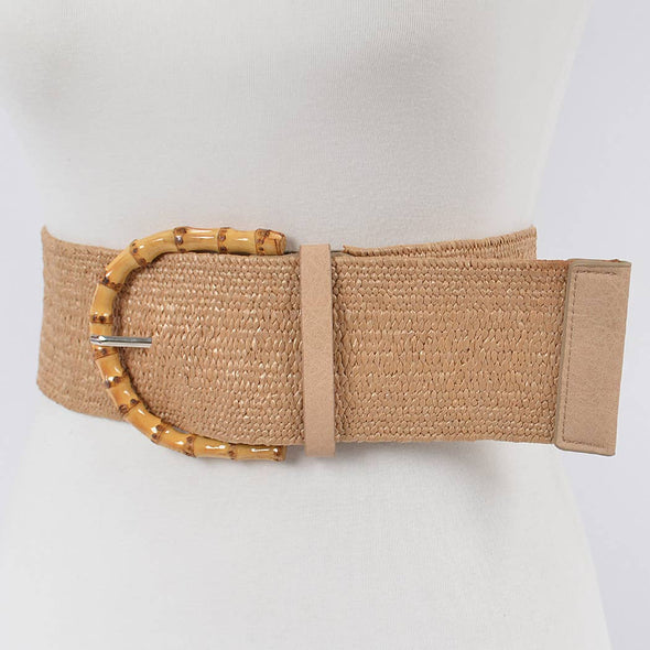 The Straw Belt with Bamboo Buckle-Tan