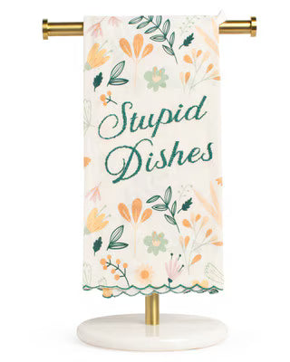 The 'Stupid Dishes' Dish Towel-Cream