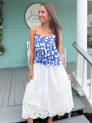 white eyelet maxi skirt 