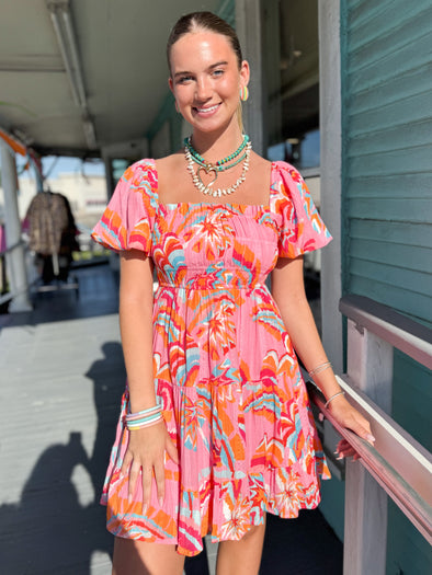 The Nattie Printed Dress-Pink