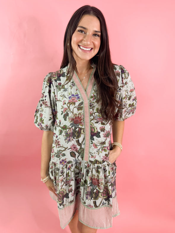 (THML) The Maddox Floral Dress-Cream