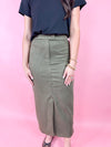 olive midi skirt 