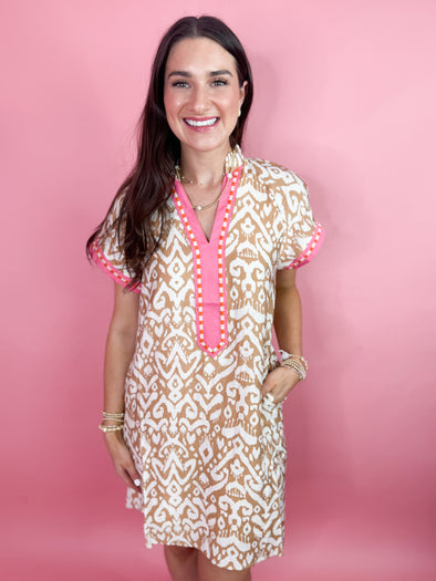 (THML) The Richardo Printed Dress-Beige