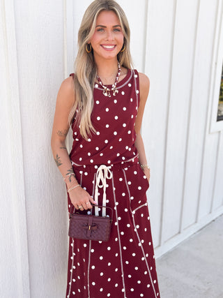 The Chelly Polka Dot 2 Piece Set-Maroon