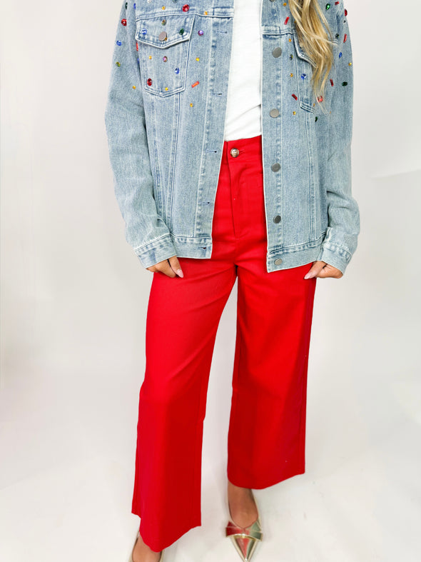 red flare pant