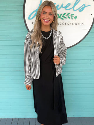 The Francine Gingham Jacket-Black