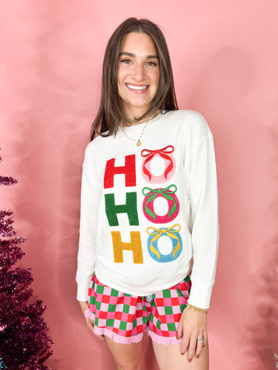 The Ho Ho Ho  Bow Sweatshirt-Red (Copy)