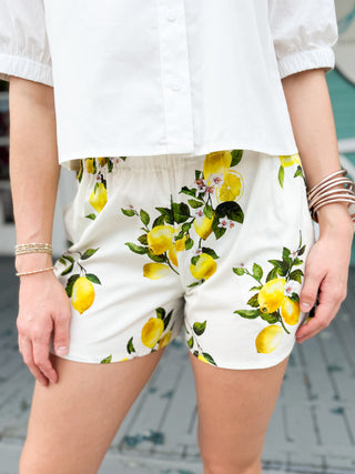 The Faye Lemon Shorts-Cream