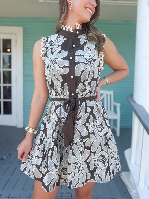 The Lisa Floral Dress-Brown