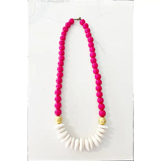 The Pia Disc Necklace-Pink/Ivory