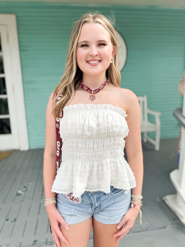 The Hayden Strapless Top-White