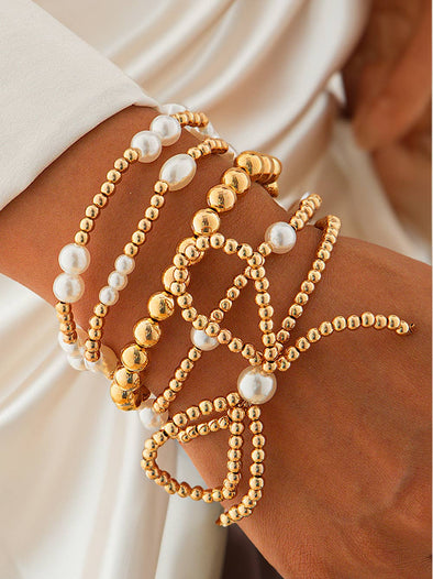 Bow Knot Pearl Bracelet Set