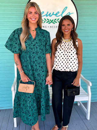 The Polly Jacquard Midi Dress-Green