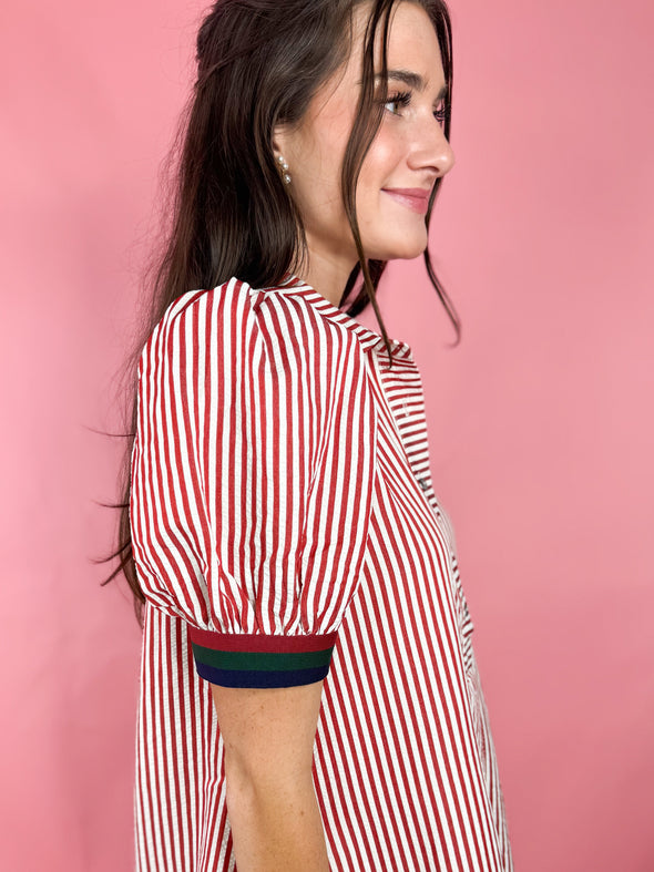 The Lexis Stripe Dress-Rust