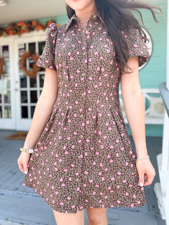 The Rory Floral Dress-Brown