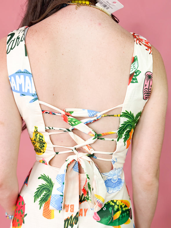 The Tropicana Printed Dress-Cream