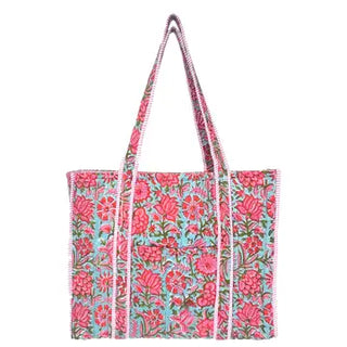 The Annie Quilted Block-Printed Tote Bag-6 Colors