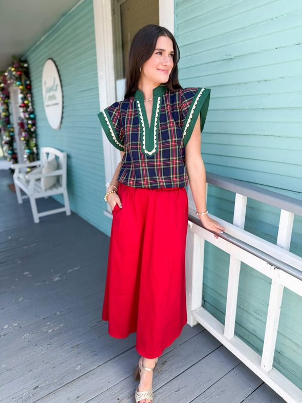 The Emilee Plaid Top-Navy