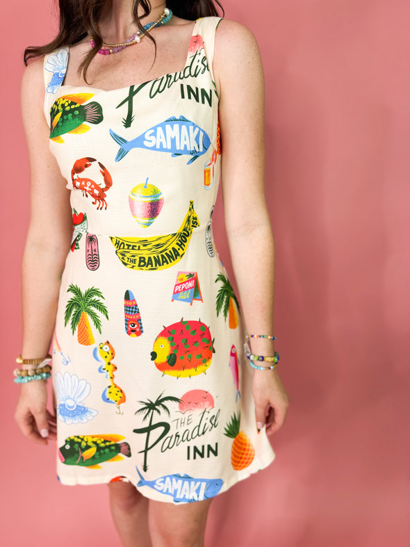 The Tropicana Printed Dress-Cream