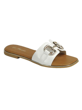 The Avery Buckle Sandal-White