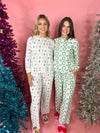 wreath pajama set with pink bows, pink nutcracker pajama set 