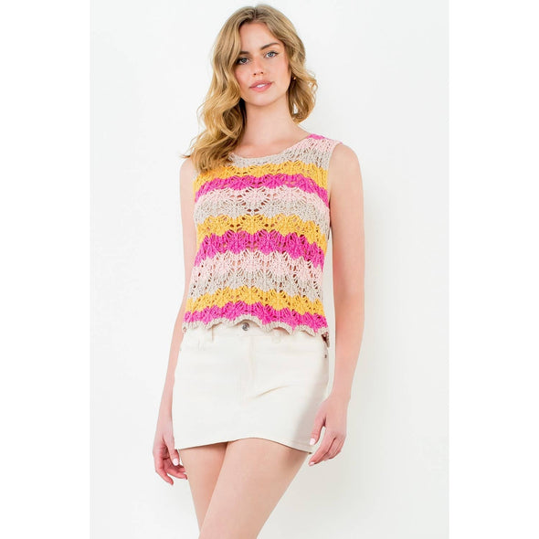 (THML) The Kida Crochet Tank-Natural