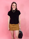 black mock neck short sleeve