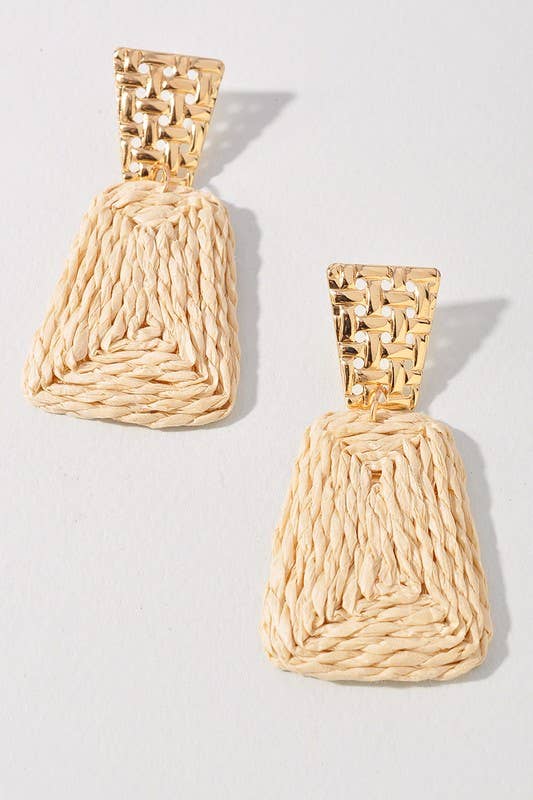 Raffia Rectangle Earring-Multiple Colors