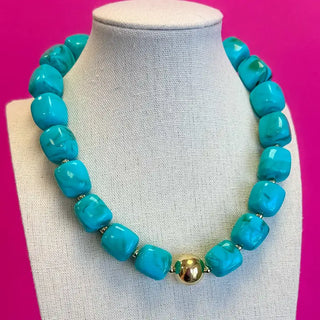 The Beaded Necklace with Gold-Turquoise