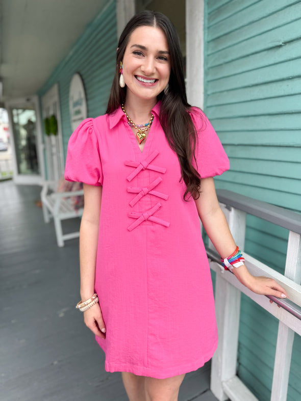 The Brooklyn Bow Dress-Pink